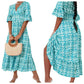 🔥 OFFERTA LIMITATA 53% DI SCONTO! 👗 Vestito Lungo Casual da Vacanza con Stampa, Scollo a V e Vita Avvolta – Oltre 2459 Venduti! Spalle Flessibili On & Off 🌸