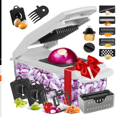 💎 -65% su Set Affettatrice Multifunzionale！💎 7 Lame Intercambiabili, Lavabile in Lavastoviglie & Acciaio Inox Alimentare per una Preparazione Rapida dei Pasti✨