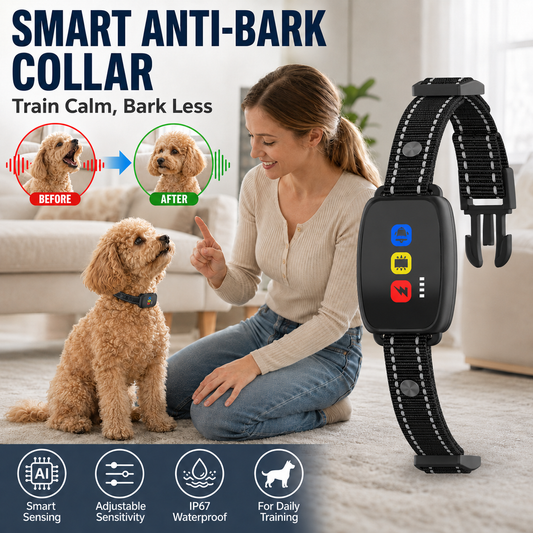 🐾Collare Antiabbaio No-Shock per Cani – Segnale Acustico + Vibrazione, 4 Modalità e 8 Livelli di Sensibilità, Ricaricabile USB, Impermeabile IP67 – Addestramento Delicato e Senza Scosse