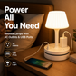 💡 Lampada da Comodino con 3/4 Prese AC e 2 USB + USB-C | Caricabatterie da Tavolo con Organizzatore Cavi, 3 Luci Regolabili (Calda/Naturale/Fredda) | Bianco, Blu, Rosa – Lunghezza Cavo 0,8/1,8 m