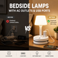 💡 Lampada da Comodino con 3/4 Prese AC e 2 USB + USB-C | Caricabatterie da Tavolo con Organizzatore Cavi, 3 Luci Regolabili (Calda/Naturale/Fredda) | Bianco, Blu, Rosa – Lunghezza Cavo 0,8/1,8 m