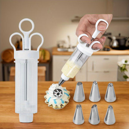 🧁 50% DI SCONTO A TEMPO LIMITATO! ⚡ Kit pistola per decorare torte in acciaio inox – Multi-beccuccio, uso con una mano, sicuro per alimenti ✨