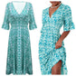 🔥 OFFERTA LIMITATA 53% DI SCONTO! 👗 Vestito Lungo Casual da Vacanza con Stampa, Scollo a V e Vita Avvolta – Oltre 2459 Venduti! Spalle Flessibili On & Off 🌸