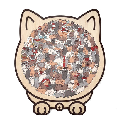 🎁 Vendita natalizia 54% DI SCONTO🎅Puzzle in legno a forma di gatto in colori Morandi, 135 pezzi