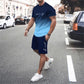 🏖️😎 Set T-shirt e pantaloncini con effetto sfumato da uomo