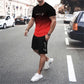 🏖️😎 Set T-shirt e pantaloncini con effetto sfumato da uomo