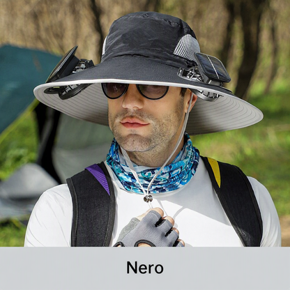 ☀️ Cappello con ventilatori solari e ricarica USB: rimani fresco ovunque tu vada! Perfetto per pesca, trekking, golf e tutte le attività all'aperto!