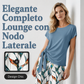🌿 PROMO A TEMPO LIMITATO -50%! ✨ Completo Donna 2 Pezzi – Top con Fiocco Laterale & Pantaloni con Stampa Botanica, Tessuto Premium Traspirante · Azzurro & Verde Chiaro · S–5XL (EU34-54) 💐
