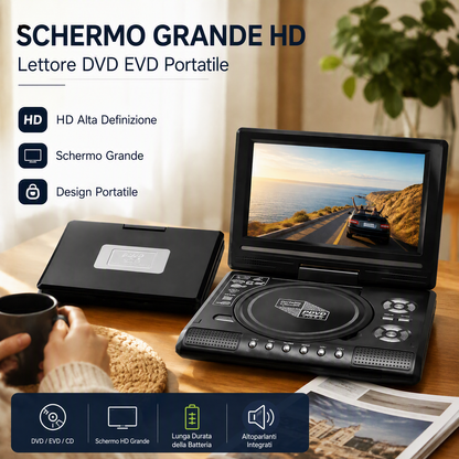 📺 Lettore DVD/EVD portatile HD da 7,8" – Schermo ampio, ricaricabile e compatibile con DVD/CD/USB/SD – Ideale per casa e in viaggio 🔥 Sconto del 50%