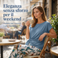 🌿 PROMO A TEMPO LIMITATO -50%! ✨ Completo Donna 2 Pezzi – Top con Fiocco Laterale & Pantaloni con Stampa Botanica, Tessuto Premium Traspirante · Azzurro & Verde Chiaro · S–5XL (EU34-54) 💐