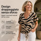 🔥 OFFERTA LIMITATA – 60% OFF!🔥Selezione top🔥 Maglietta da donna con scollo a V e laccio sul davanti, con motivo zebrato