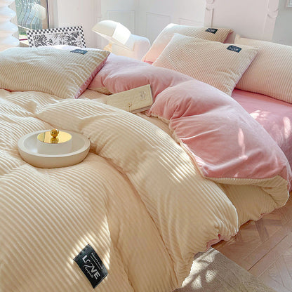 🔥Spedizione gratuita🔥 Morbido completo letto in tinta unita di lusso, set da 4 pezzi