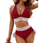 🔥Sconto del 56%! 🩱 Bikini a vita alta con effetto contenitivo e patchwork colorato – 6 colori, regolabile e ultra seducente 💕