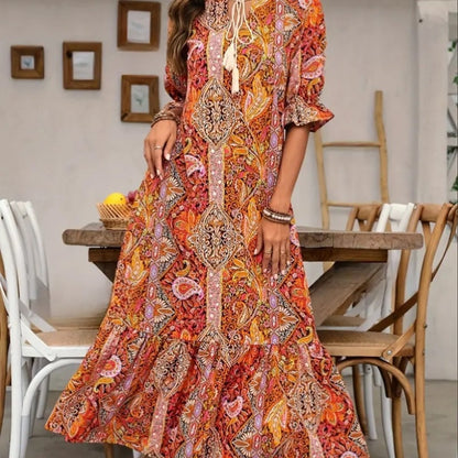 👗 SCONTO 58% – TEMPO LIMITATO! Abito bohémien con scollo a V e spacco laterale – morbido, femminile & perfetto per ogni occasione estiva 🌸✨