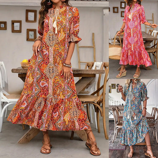 👗 SCONTO 58% – TEMPO LIMITATO! Abito bohémien con scollo a V e spacco laterale – morbido, femminile & perfetto per ogni occasione estiva 🌸✨