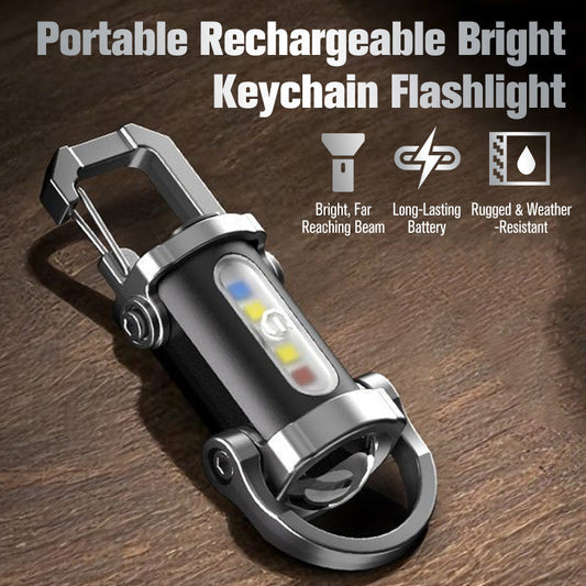 🔦Mini torcia portachiavi a LED con USB-C, 7 modalità – Ricaricabile, impermeabile, ultraleggera