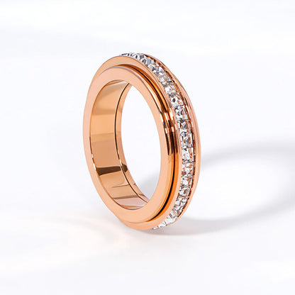 📢📢50% DI SCONTO!!! 🎅Anello girevole in acciaio al titanio con zircon
