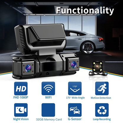 🚗 50% DI SCONTO! 📹 Telecamera Auto 4 Canali – WiFi e Visione Notturna, Registrazione 1080P Completa & Parcheggio Assistito 📱