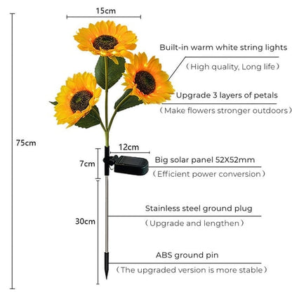 🌻SCONTO 50% ORA! Luci Solari a Girasole per Giardino – Fiore Solare Realistico IP65 Resistente alle Intemperie, Lampada Decorativa da Esterno per Cortile, Vialetto, Patio e Decorazione Giardino