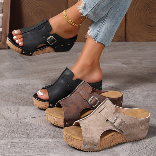 🎉 🔥 OFFERTA LIMITATA – 60% DI SCONTO!👡Sandali con zeppa e punta aperta da donna