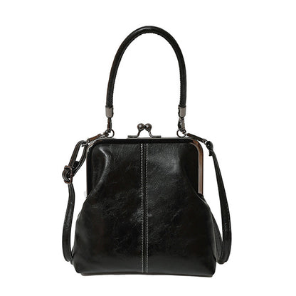 👜 SCONTO DEL 60% ORA! 💋 Borsa a tracolla da donna con chiusura Kiss Lock e manico superiore – Chiusura vintage in ottone e forma strutturata – Tracolla removibile, perfetta per l'uso quotidiano o per una cena romantica ✨