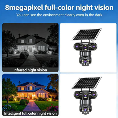 📢📢 63% OFF !!! ⏰ Telecamera di sicurezza Wi-Fi esterna 6K 9MP | 3 obiettivi, PTZ 360° | IP66 impermeabile, Visione notturna a colori, Audio bidirezionale, Motion Tracking