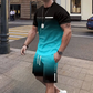 🏖️😎 Set T-shirt e pantaloncini con effetto sfumato da uomo