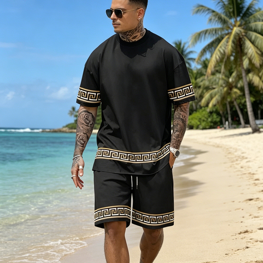 🔥 SCONTO DEL 50% 💨Set traspirante composto da maglia a maniche corte con scollo rotondo e shorts🌿