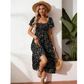 🌸Saldi Estate 2026 -50%!✨Vestito Midi Floreale con Scollo Quadrato – Corpino Smock, Gonna a Strati Fluente, Romantico🌸