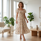 🌸Saldi Estate 2026 -50%!✨Vestito Midi Floreale con Scollo Quadrato – Corpino Smock, Gonna a Strati Fluente, Romantico🌸