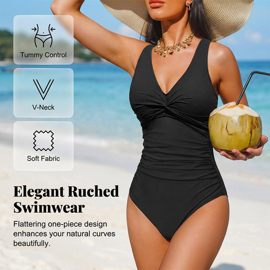 🥳Mega Saldi 2026🥳💞 Oltre 50.000 unità vendute! 👵🏖️ Sconto del 49%! Costume da bagno da donna con design arricciato contenitivo e un elegante dettaglio con nodo sul davanti. Perfetto per la piscina o la spiaggia. 🌊💕