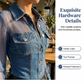 🎉 🔥Offerta limitata nel tempo, sconto del 60%👕Top da donna in denim con patchwork in rete – Top elegante e chic dalla linea aderente✨