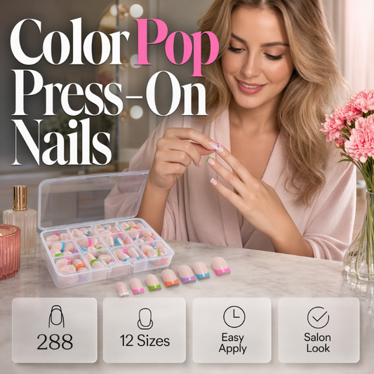 🔥OFFERTA SPECIALE 54% DI SCONTO🔥💅 Unghie finte Color Pop con adesivo – colori vivaci, applicazione facile e immediata! ✨🌸