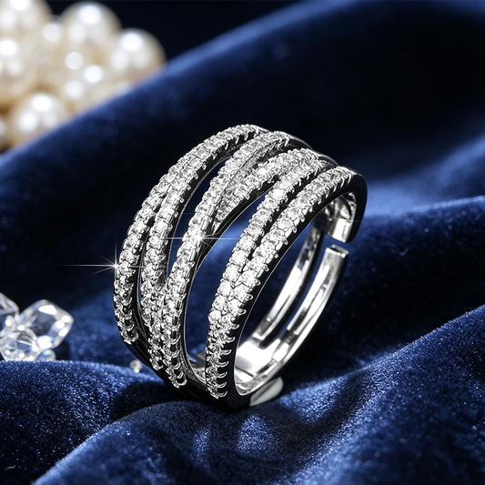 💍🔥 50% OFF + 1+1 GRATIS – Offerta a Tempo Limitato!💥💫Anello crossover regolabile a più fasce – Zirconi incastonati a pavé scintillanti