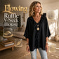 Trending Now⭐💫 Flowy V-Neck Top with Ruffle Accent – Versatile Solid Color That Pairs with Everything