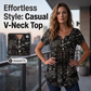 🔥 OFFERTA LIMITATA – 60% DI SCONTO!👚🌞Top casual da donna con scollo a V – Tessuto morbido, vestibilità che valorizza la figura e traspirante – Perfetto per le giornate estive e per uno stile disinvolto ✨