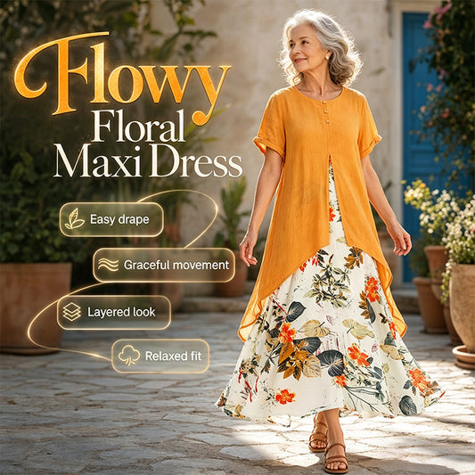 🔥 OFFERTA LIMITATA – 50% DI SCONTO!📌Abito casual da donna a fiori con effetto a strati