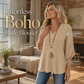 Top casual da donna con scollo a V e ricami