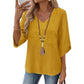 Top casual da donna con scollo a V e ricami