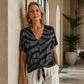 🔥 OFFERTA LIMITATA – 60% OFF!🔥Selezione top🔥 Maglietta da donna con scollo a V e laccio sul davanti, con motivo zebrato