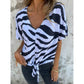🔥 OFFERTA LIMITATA – 60% OFF!🔥Selezione top🔥 Maglietta da donna con scollo a V e laccio sul davanti, con motivo zebrato
