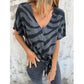 🔥 OFFERTA LIMITATA – 60% OFF!🔥Selezione top🔥 Maglietta da donna con scollo a V e laccio sul davanti, con motivo zebrato