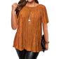 🔥 OFFERTA LIMITATA – 60% OFF!👚🔥Camicetta plissettata a maniche corte taglie forti da donna, top ampio che nasconde la pancia