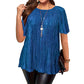 🔥 OFFERTA LIMITATA – 60% OFF!👚🔥Camicetta plissettata a maniche corte taglie forti da donna, top ampio che nasconde la pancia