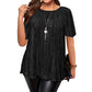 🔥 OFFERTA LIMITATA – 60% OFF!👚🔥Camicetta plissettata a maniche corte taglie forti da donna, top ampio che nasconde la pancia
