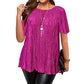 🔥 OFFERTA LIMITATA – 60% OFF!👚🔥Camicetta plissettata a maniche corte taglie forti da donna, top ampio che nasconde la pancia
