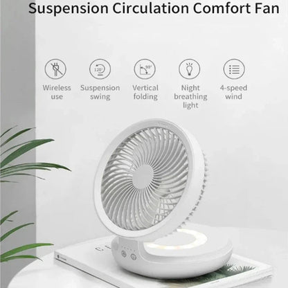 🔥 60% OFF – Ventilatore Pieghevole EDON 4000mAh |🦒🎒🏃‍♀️ 120° oscillazione, 90° regolabile, 4 velocità, ultra silenzioso, luce LED, montabile a parete, USB-C, portatile per casa ufficio campeggio 🌀