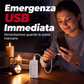Caricabatterie portatile di emergenza per telefoni, power bank alimentato da batterie AA con torcia LED integrata