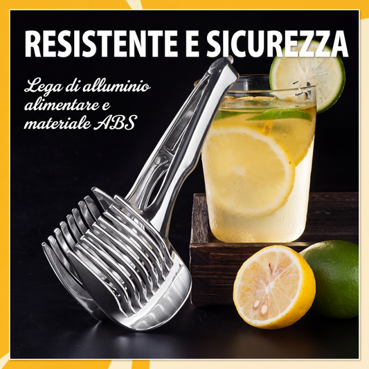 🍋 ADESSO SCONTO DEL 50%! Affettatrice da cucina creativa – Aiuto per taglio pratico in lega di alluminio sicura per alimenti, per tagliare in modo veloce e semplice limoni, pomodori, cipolle e frutta e verdura morbida.