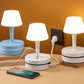 💡 Lampada da Comodino con 3/4 Prese AC e 2 USB + USB-C | Caricabatterie da Tavolo con Organizzatore Cavi, 3 Luci Regolabili (Calda/Naturale/Fredda) | Bianco, Blu, Rosa – Lunghezza Cavo 0,8/1,8 m